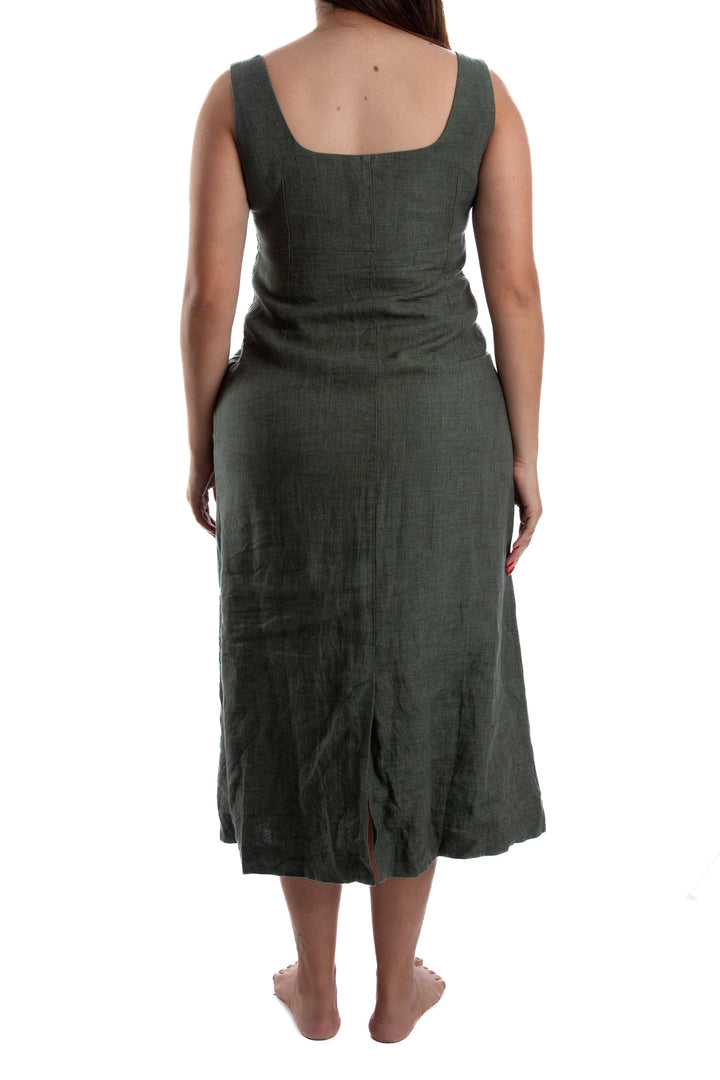 Vestido Adolfo Dominguez verde, vista lateral – ClosetRehab