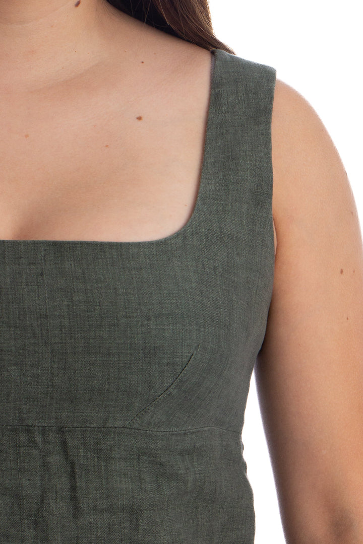Vestido Adolfo Dominguez verde, detalle – ClosetRehab
