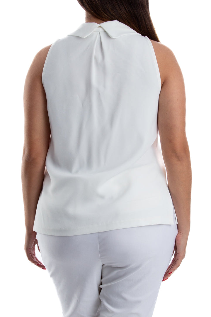 Blusa Trina Turk blanco, vista lateral – ClosetRehab