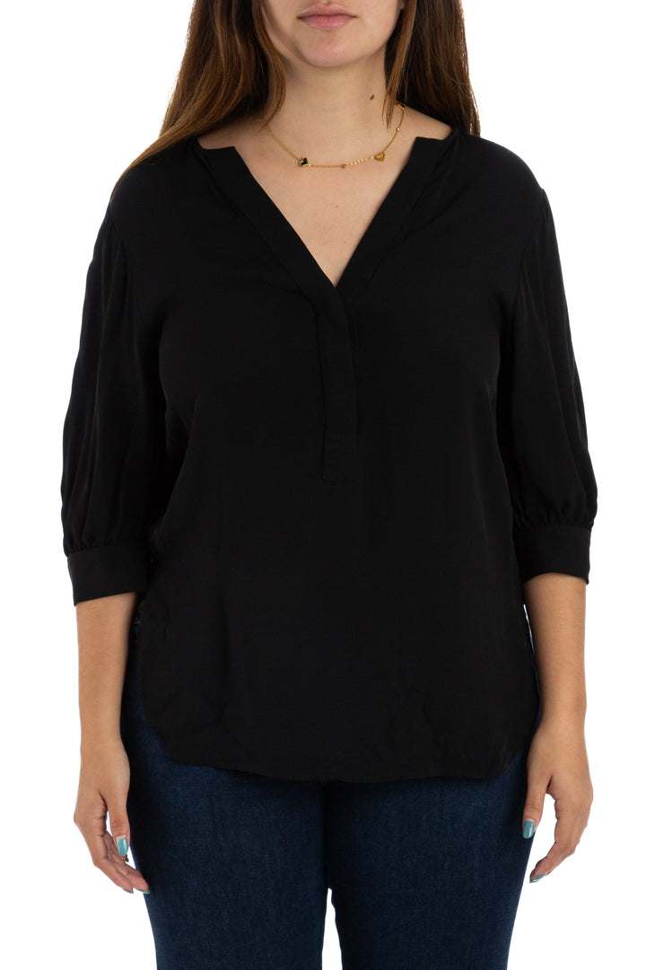 Blusa Theory negro, vista frontal – ClosetRehab