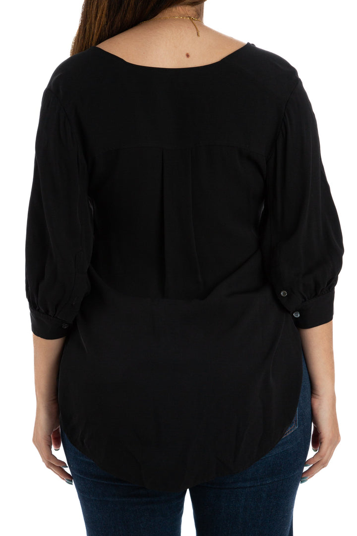 Blusa Theory negro, vista lateral – ClosetRehab