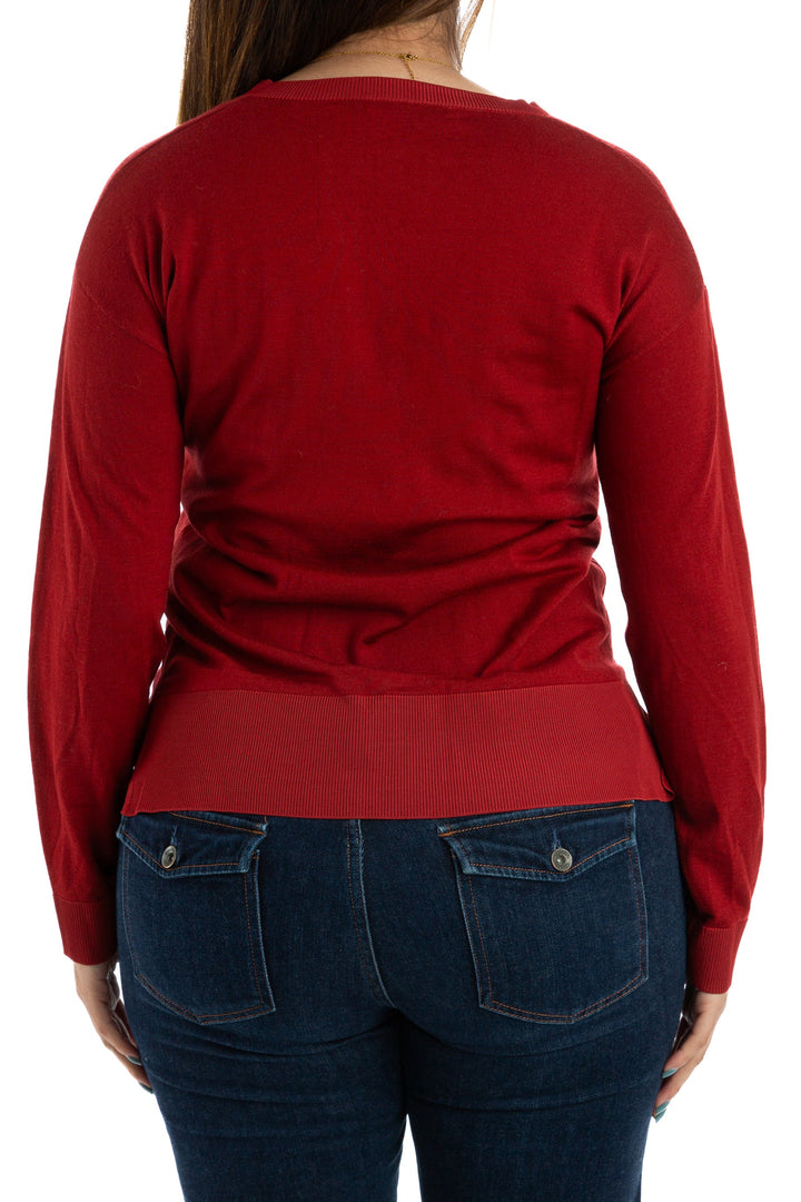 Suéter Adolfo Dominguez rojo, vista lateral – ClosetRehab