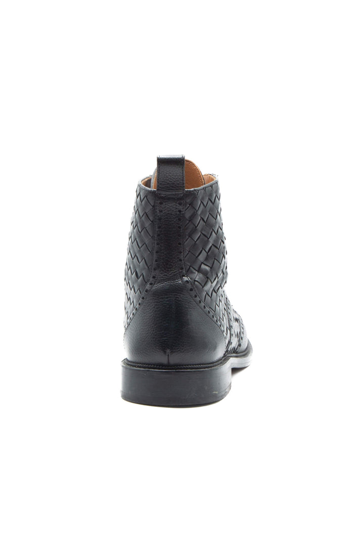 Bota Taft piel tejida negra, vista superior
