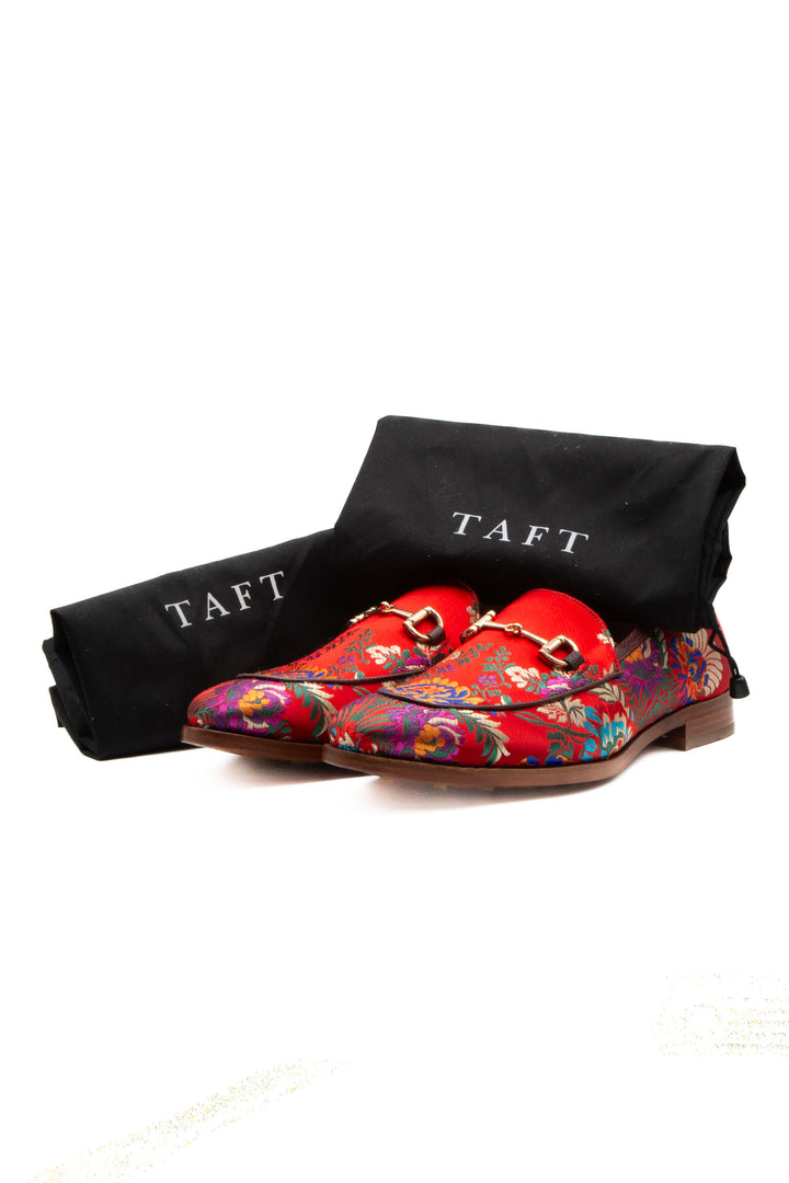 Loafers Taft brocado rojo, vista lateral interior