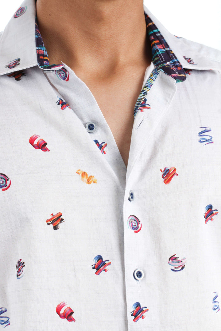 Camisa Robert Graham blanco, vista lateral – ClosetRehab