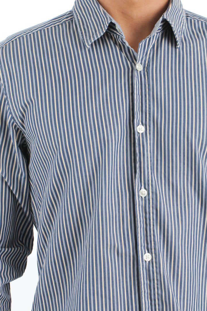 Camisa Hugo Boss azul, vista lateral – ClosetRehab