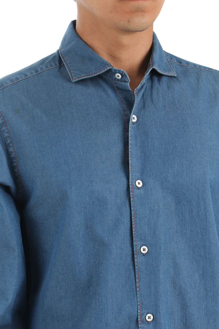 Camisa Massimo Dutti azul, vista lateral – ClosetRehab