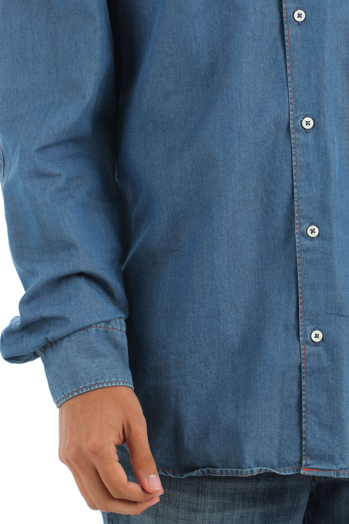 Camisa Massimo Dutti azul, detalle – ClosetRehab