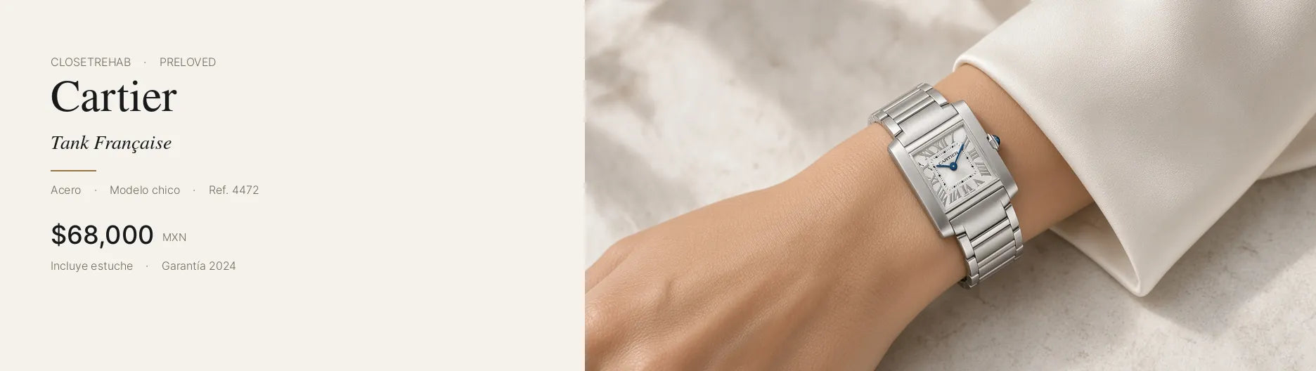 Cartier Tank Française puesto, ClosetRehab