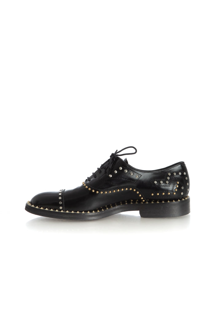 Oxfords Zadig & Voltaire de piel negra con estoperoles, vista lateral interior