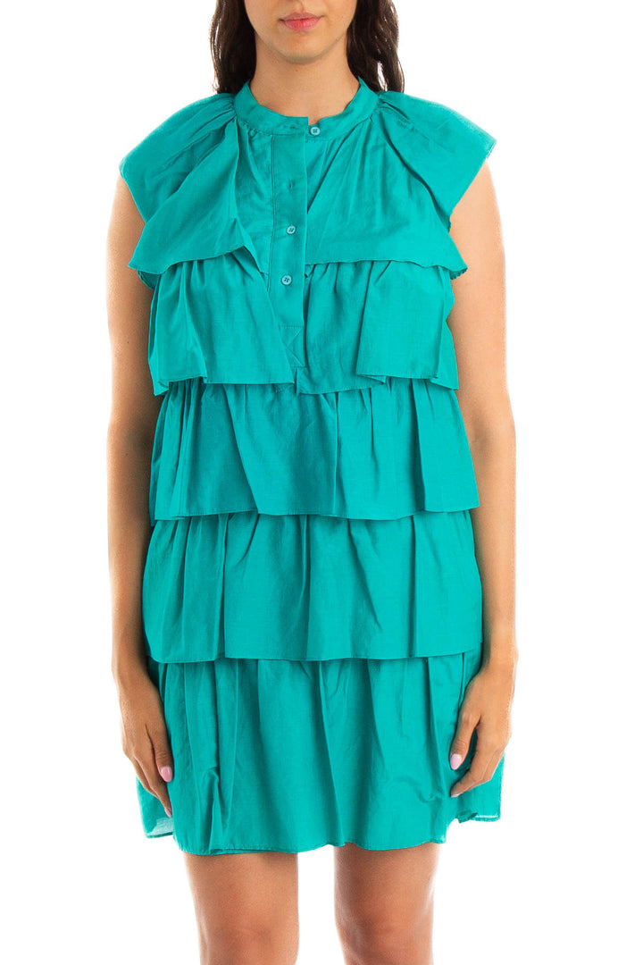 Vestido BCBG Maxazria verde, vista frontal – ClosetRehab