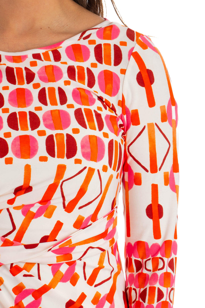 Vestido Donna Morgan naranja, detalle – ClosetRehab