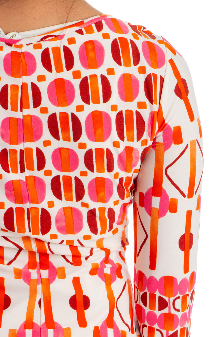 Vestido Donna Morgan naranja, detalle 6 – ClosetRehab