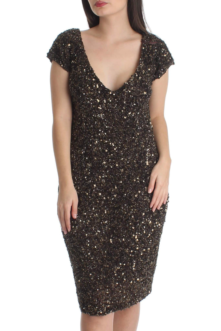 Vestido Theia café, vista frontal – ClosetRehab