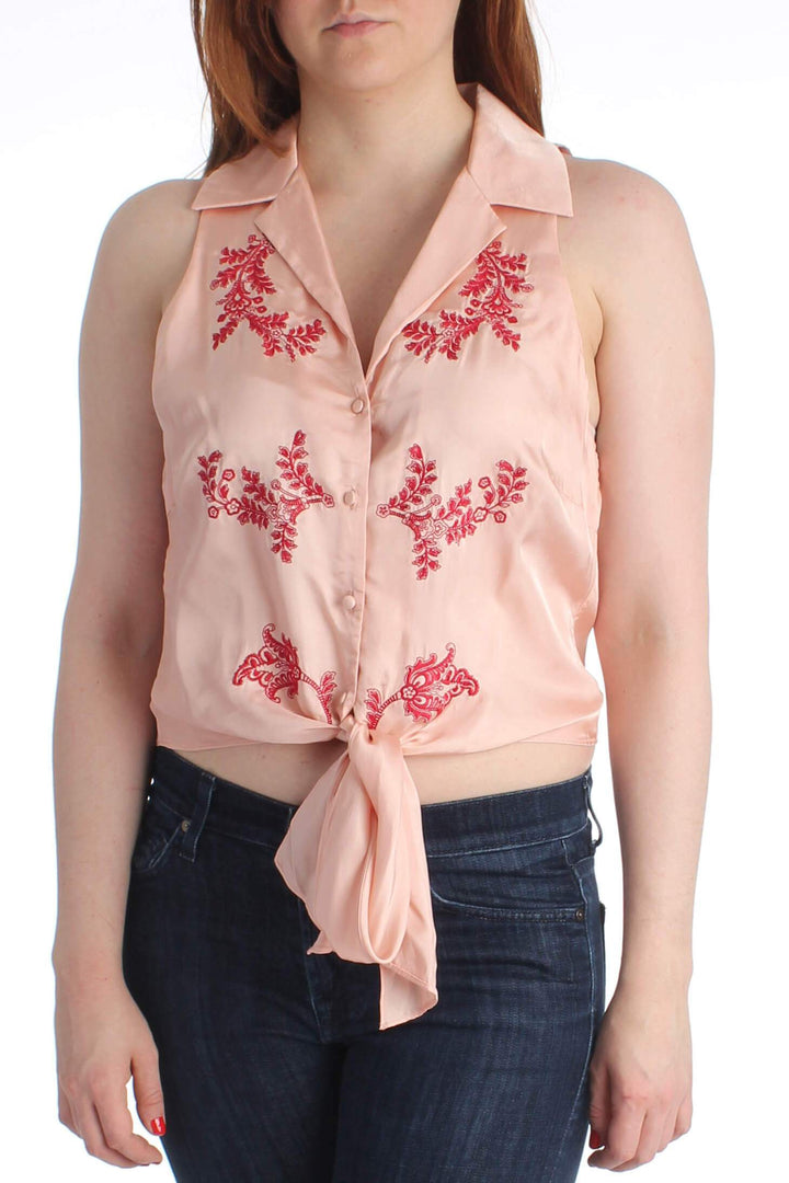 Blusa Cinq à Sept rosa y verde, vista frontal – ClosetRehab