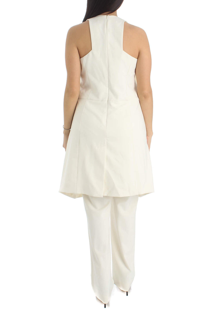 Pantalón Halston Heritage beige y blanco, vista posterior – ClosetRehab