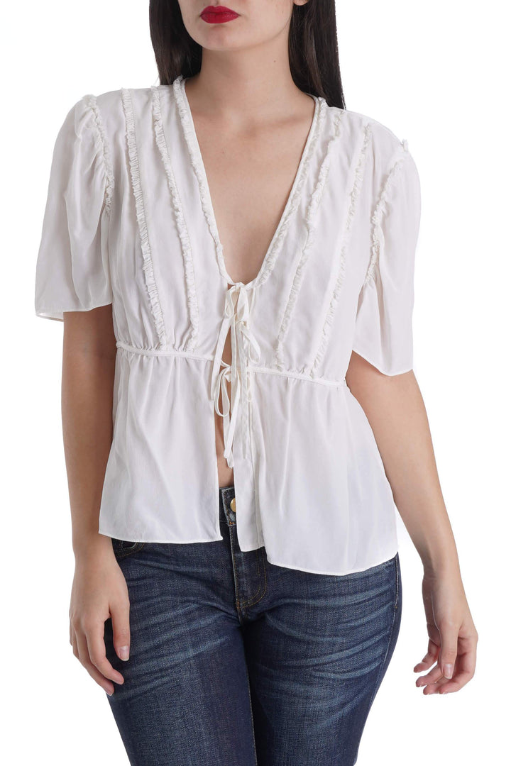 Blusa Cinq a Sept blanco, vista frontal – ClosetRehab