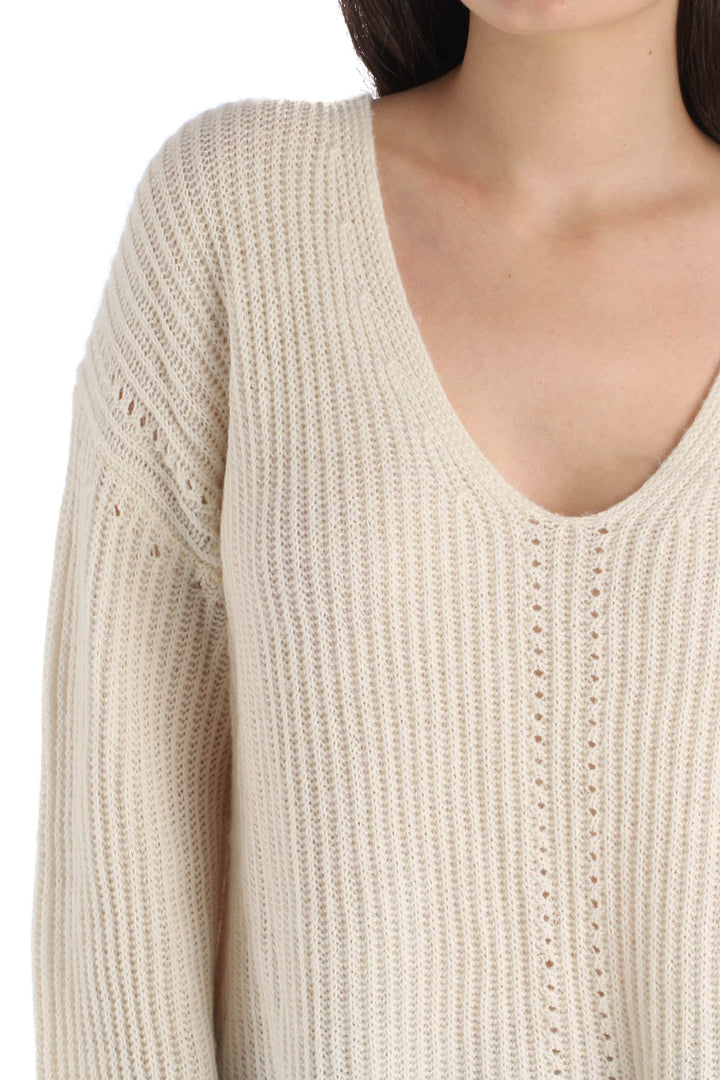 Blusa Halston Heritage beige, vista lateral – ClosetRehab