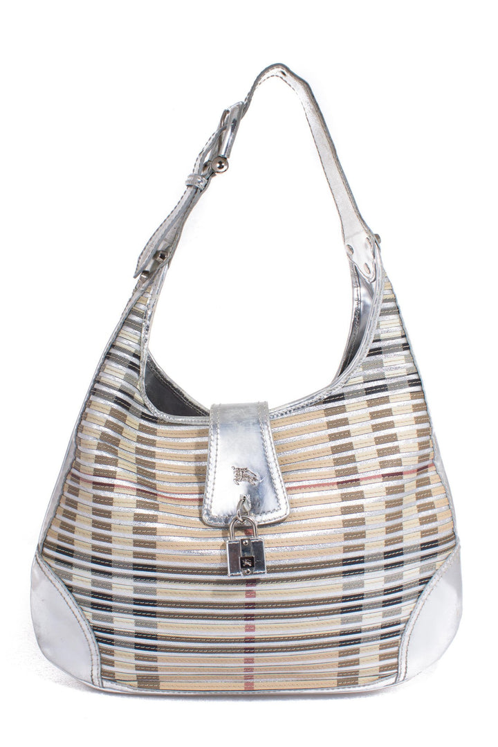 Bolsa Burberry estampado y gris, vista frontal – ClosetRehab