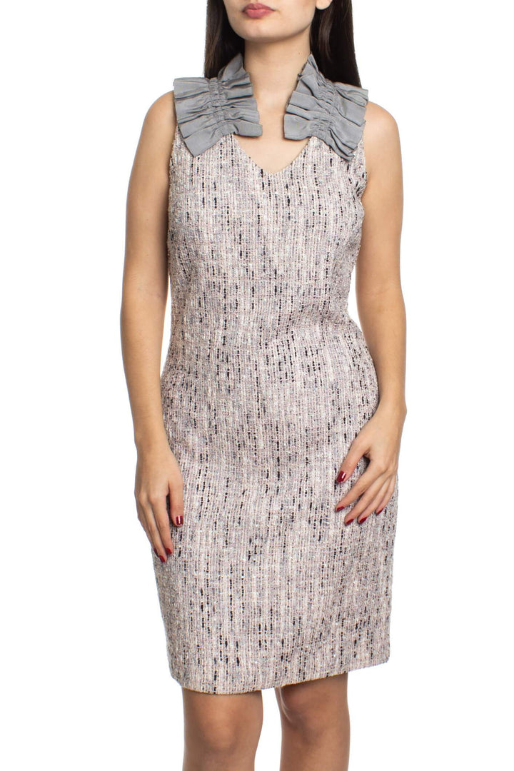 Vestido Badgley Mischka gris, vista frontal – ClosetRehab