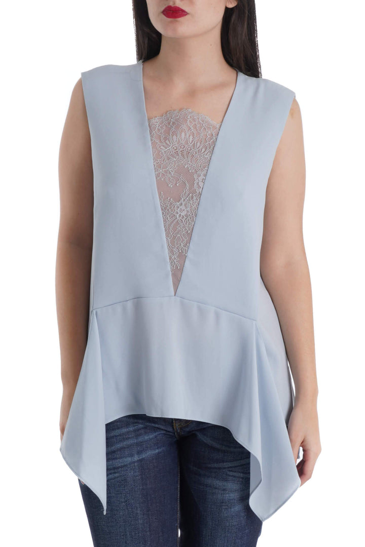Blusa BCBG Maxazria NWT azul, vista frontal – ClosetRehab