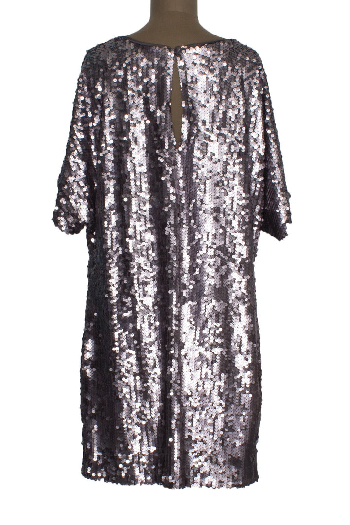 Vestido Aidan Mattox gris, vista posterior – ClosetRehab