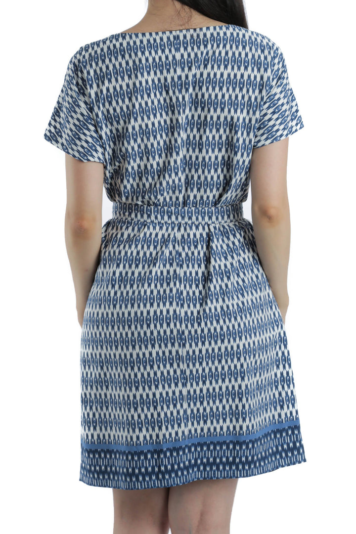 Vestido Armani Exchange azul y estampado, vista posterior – ClosetRehab