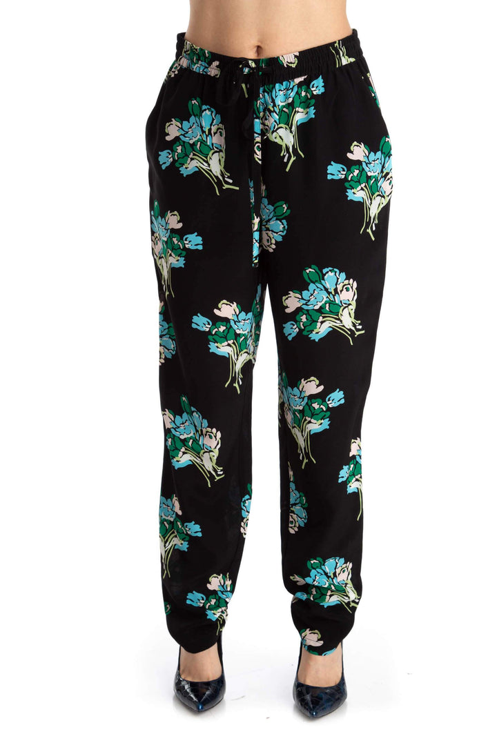 Pantalón Red Valentino estampado y negro, vista frontal – ClosetRehab