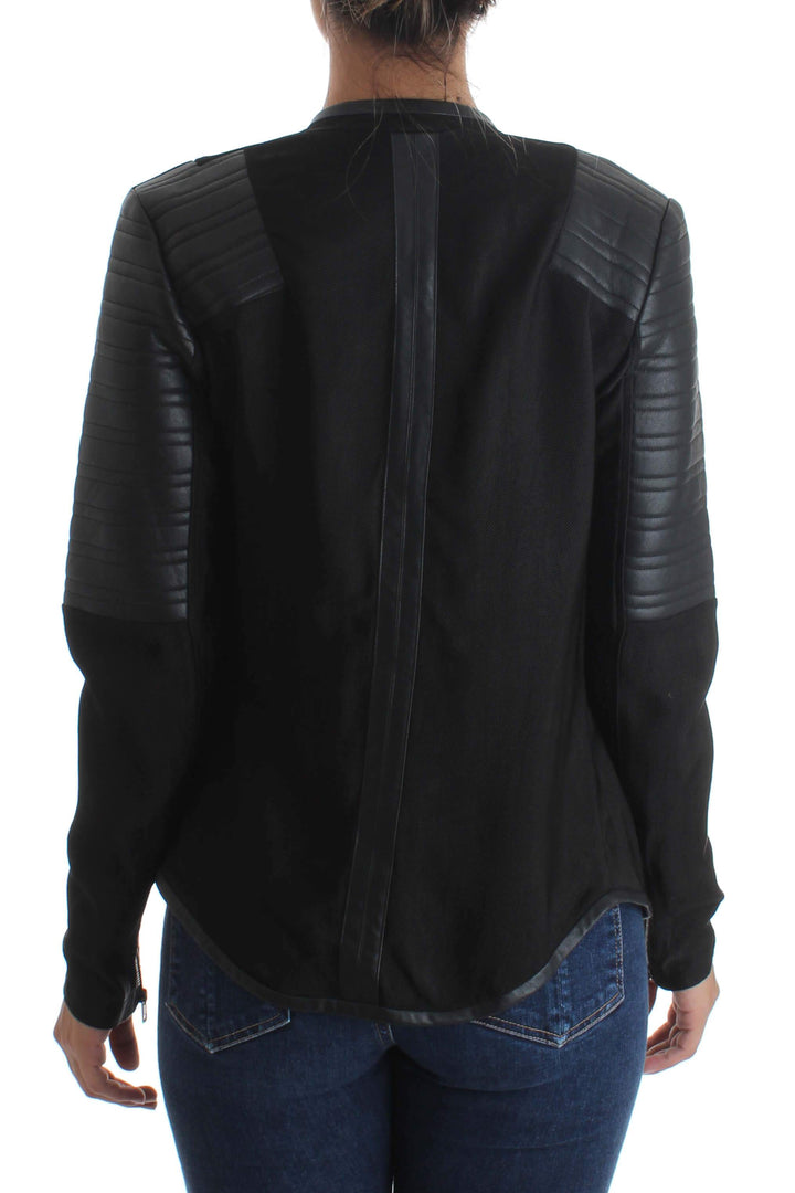 Chaqueta negra Generation Love con hombros acolchados efecto piel, vista trasera