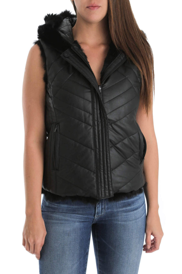 Chaleco BCBG Maxazria negro, vista frontal – ClosetRehab