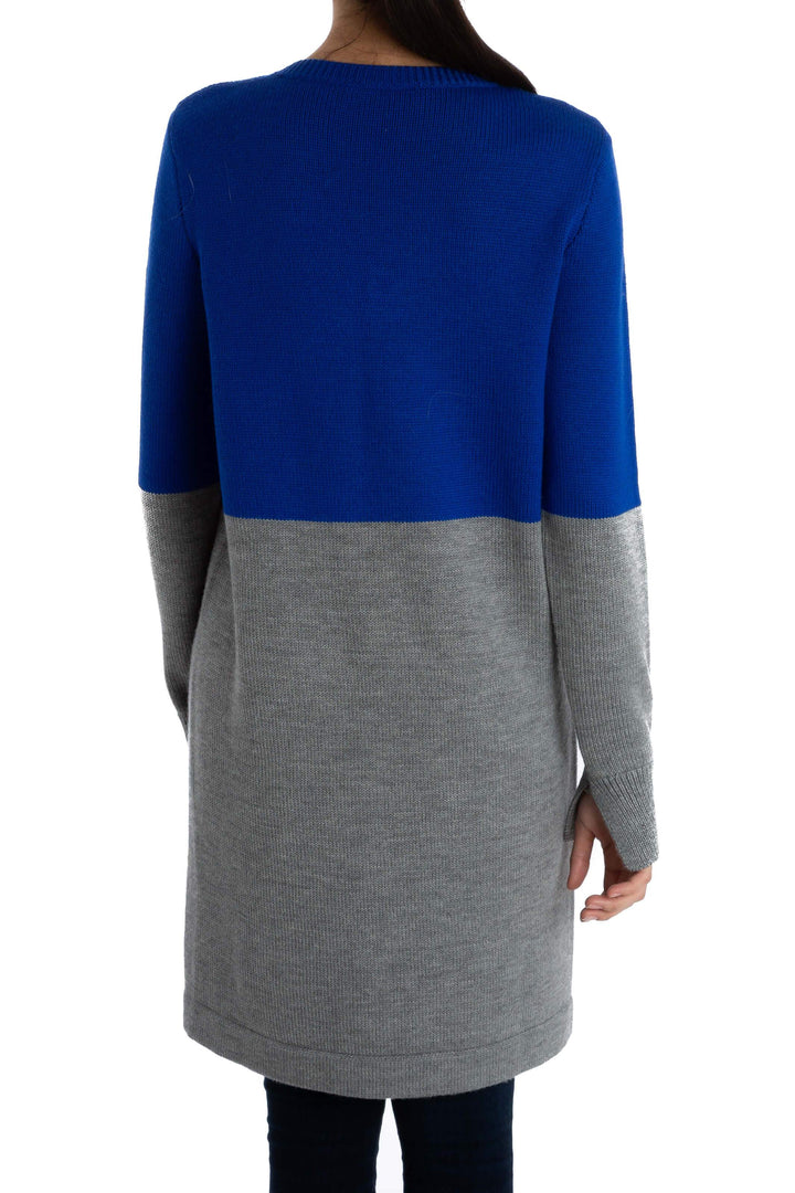 Suéter BCBG Maxazria azul y gris, vista posterior – ClosetRehab