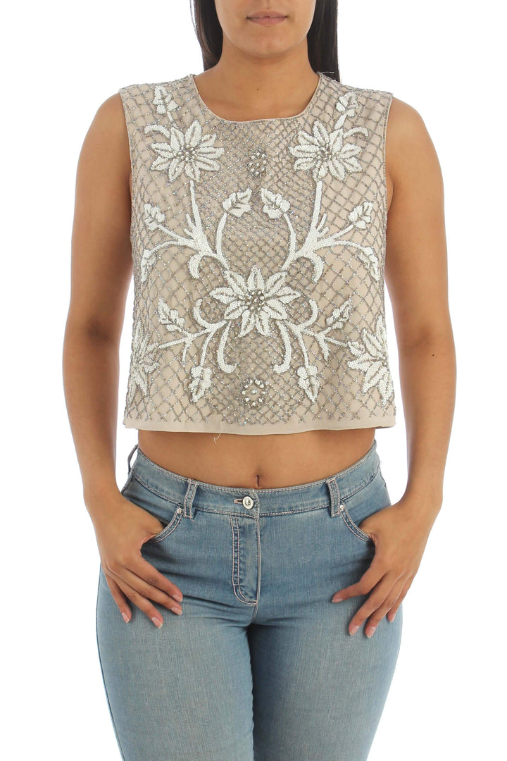 Blusa Needle & Thread café, vista frontal – ClosetRehab