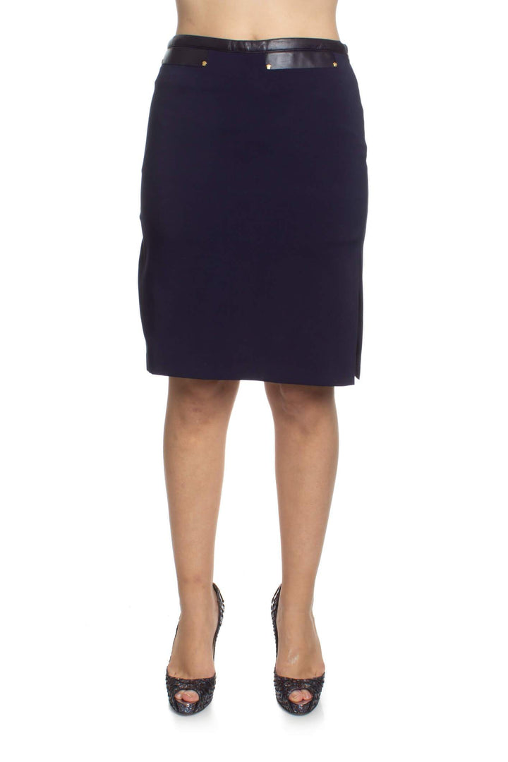 Falda Versace azul, vista frontal – ClosetRehab