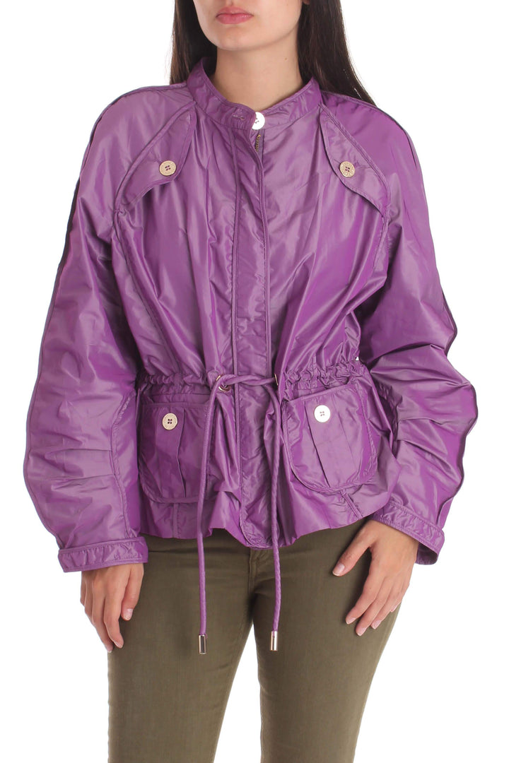 Chamarra Purificación García morado, vista frontal – ClosetRehab
