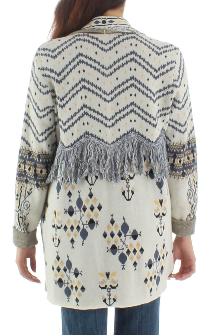 Suéter BCBG Maxazria estampado y gris, vista posterior – ClosetRehab