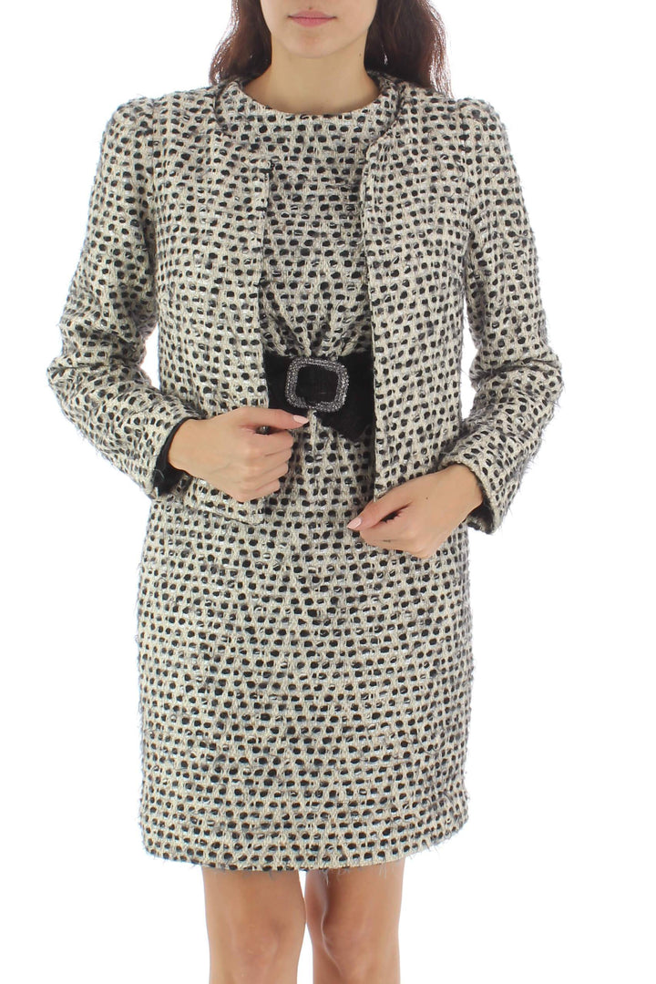 Vestido Milly beige y estampado, vista frontal – ClosetRehab