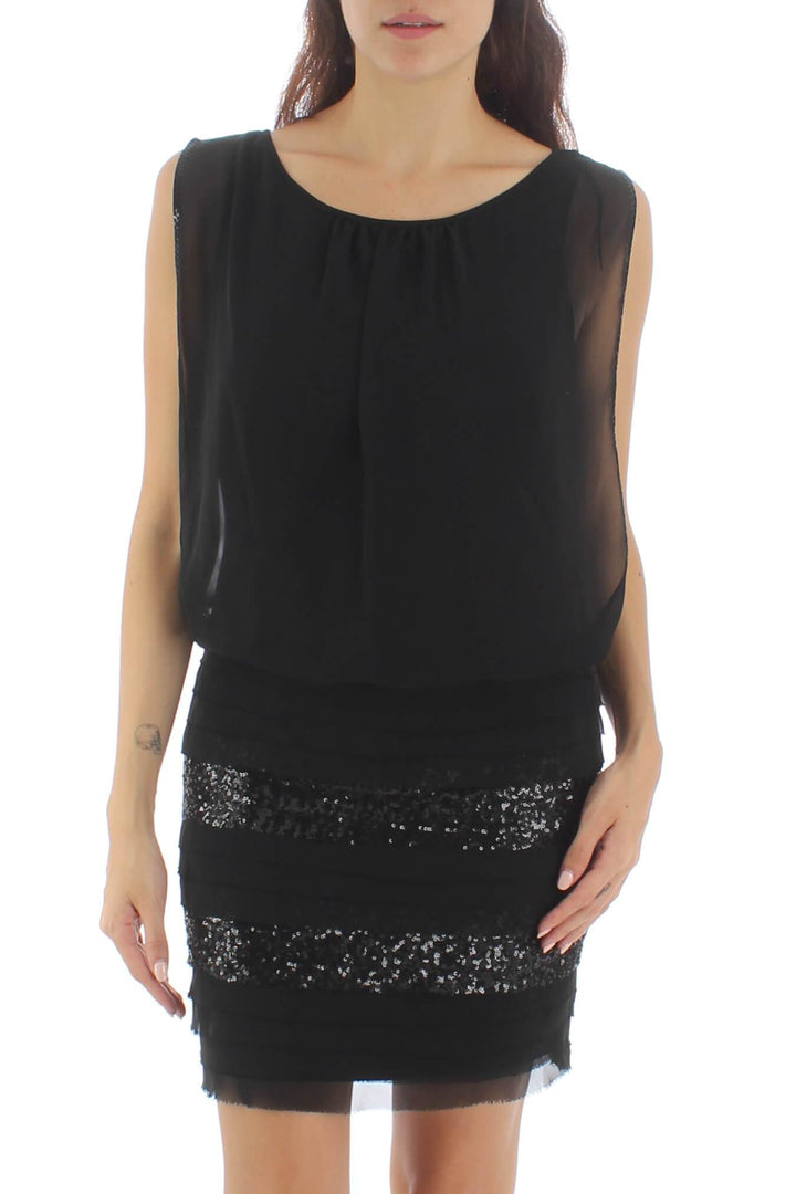 Blusa Aidan Mattox negro, vista frontal – ClosetRehab