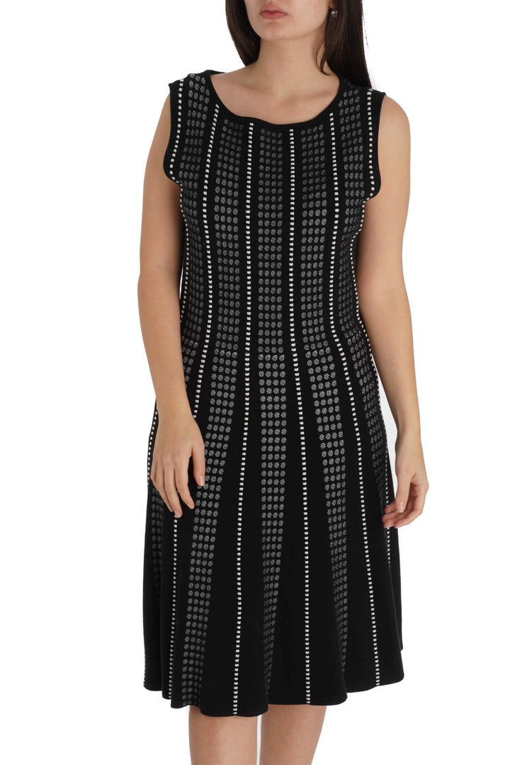 Vestido BCBG Maxazria estampado y negro, vista frontal – ClosetRehab