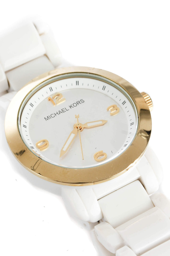 Reloj Michael Kors blanco, vista posterior – ClosetRehab