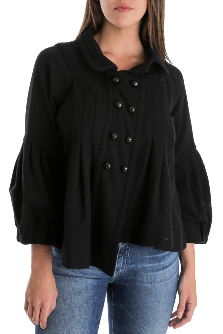 Abrigo Marc Jacobs negro, vista frontal – ClosetRehab