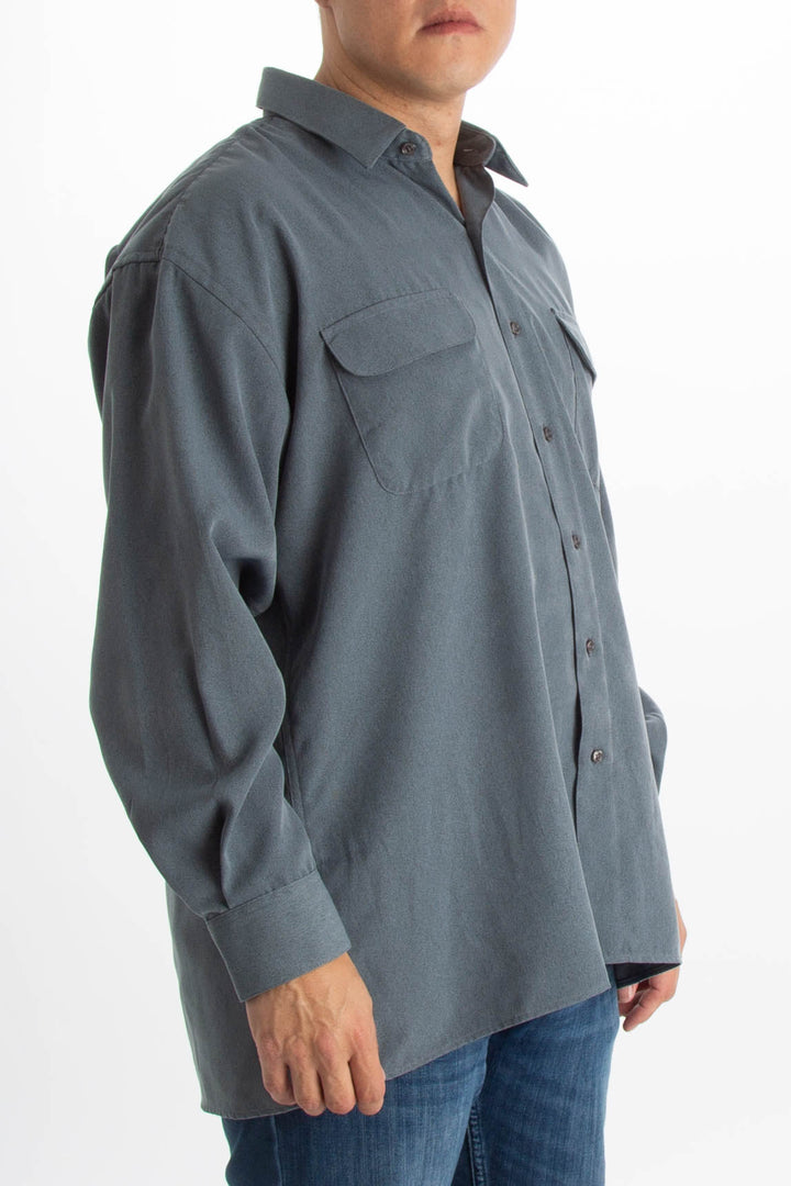 Camisa Oleg Cassini gris, vista posterior – ClosetRehab