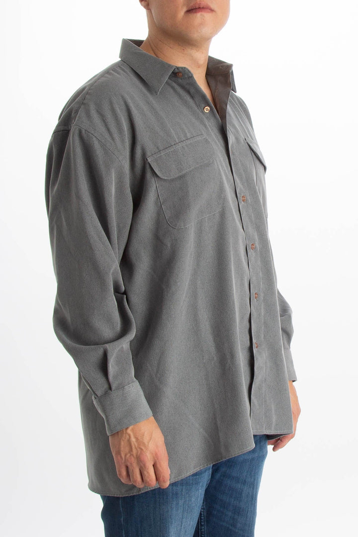 Camisa Oleg Cassini gris, vista posterior – ClosetRehab