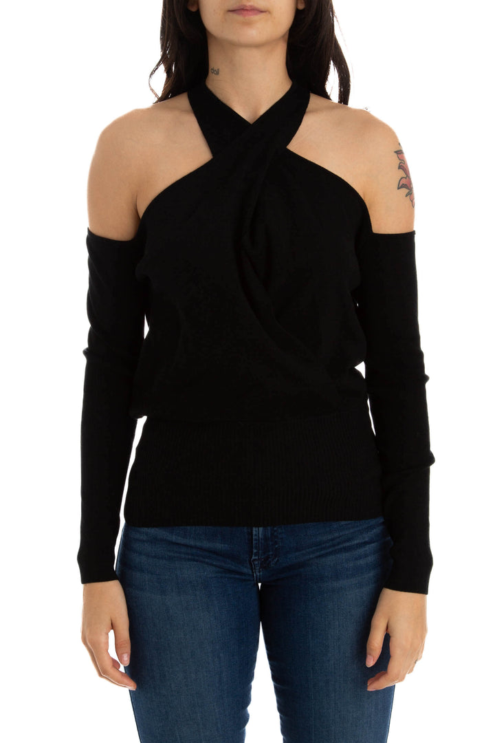 Blusa Reiss negro, vista frontal – ClosetRehab
