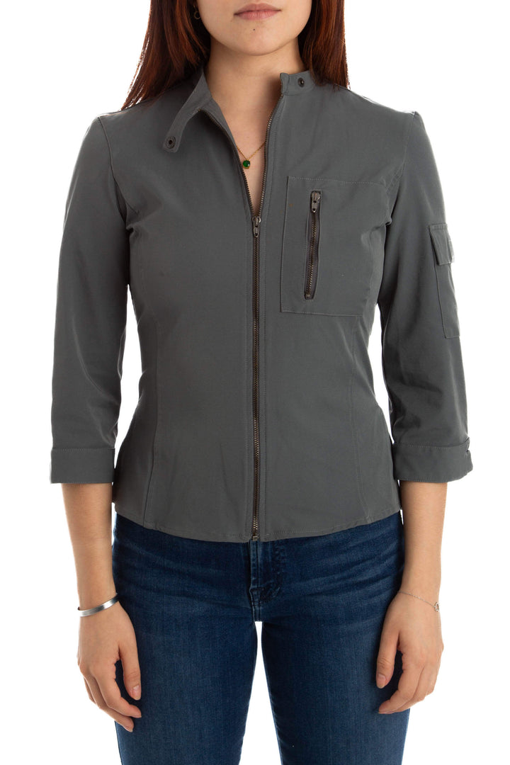 Abrigo Armani Jeans gris, vista frontal – ClosetRehab