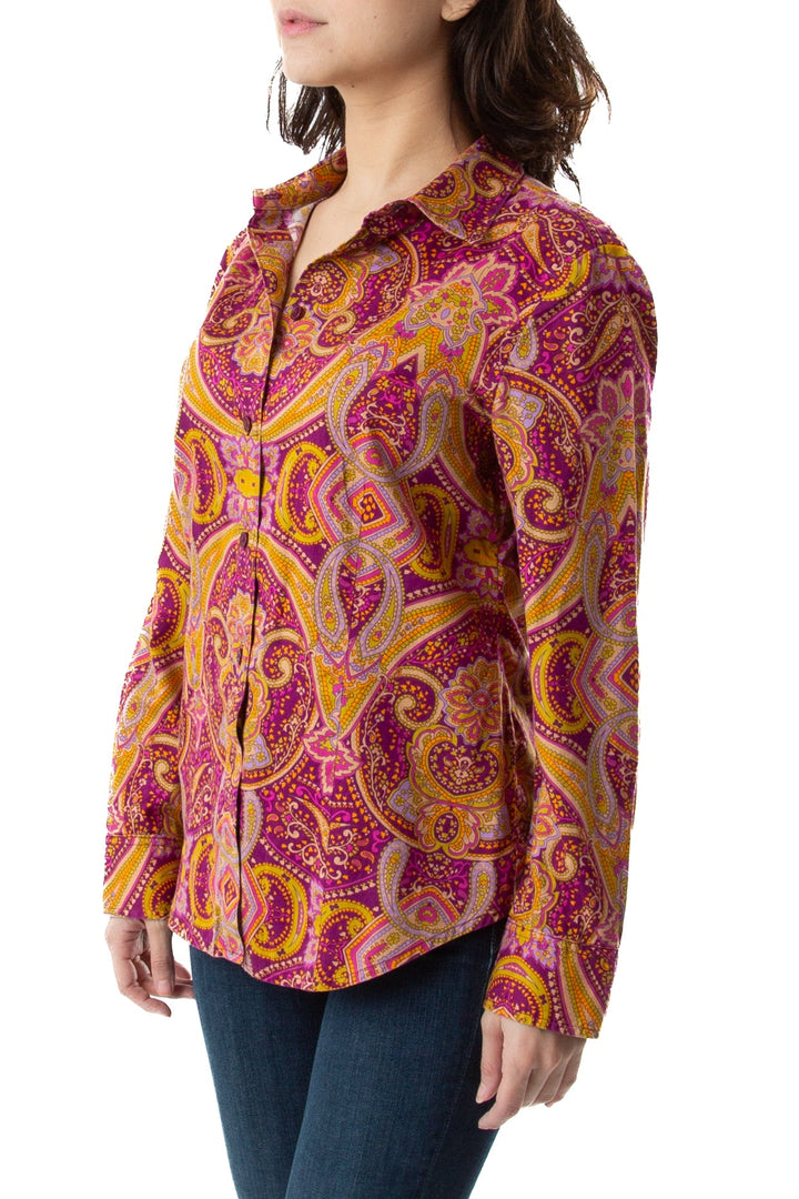 Blusa jones new york estampado y morado, vista posterior – ClosetRehab