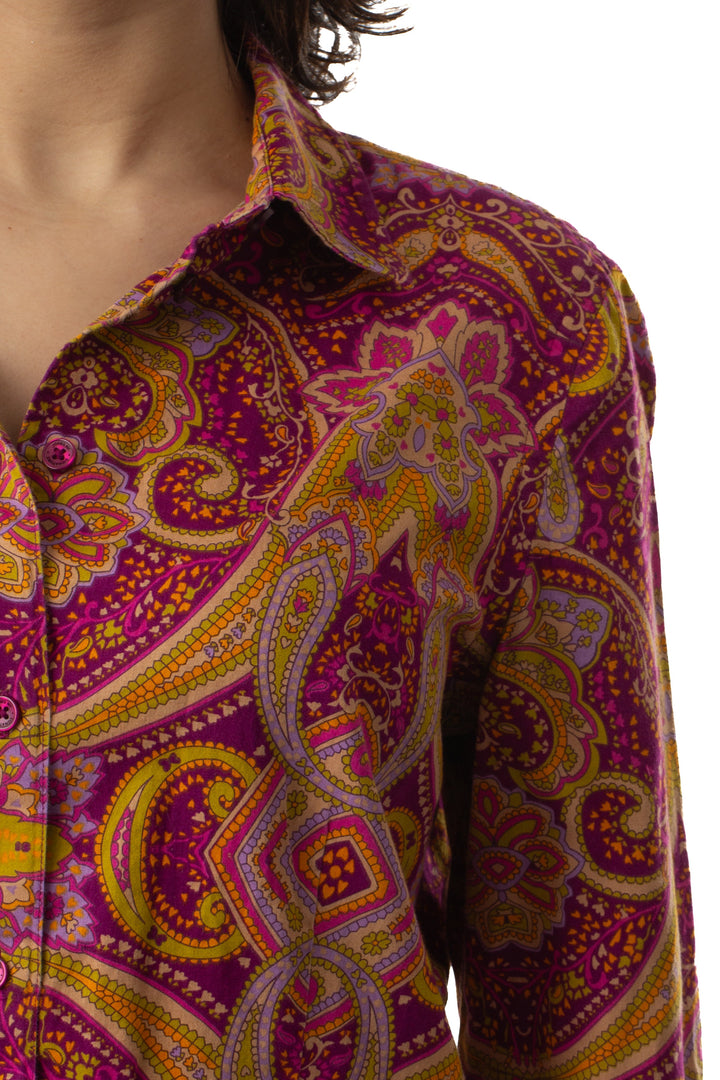 Blusa jones new york estampado y morado, detalle – ClosetRehab