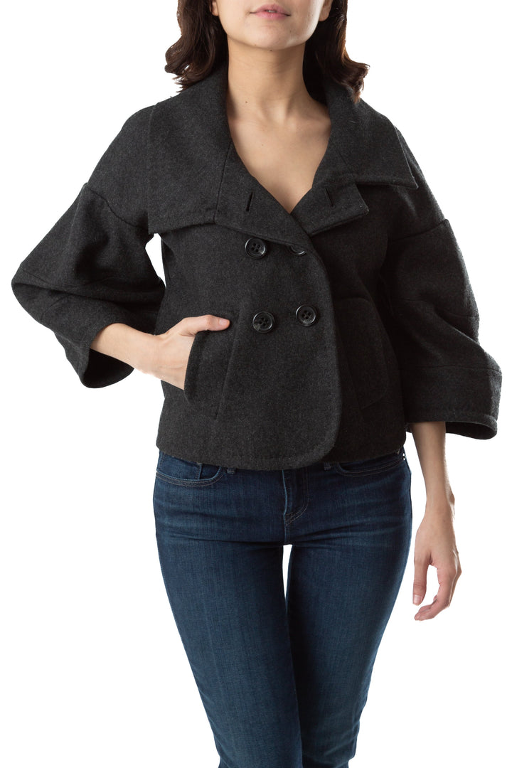 Saco bcbg maxazria gris, vista frontal – ClosetRehab