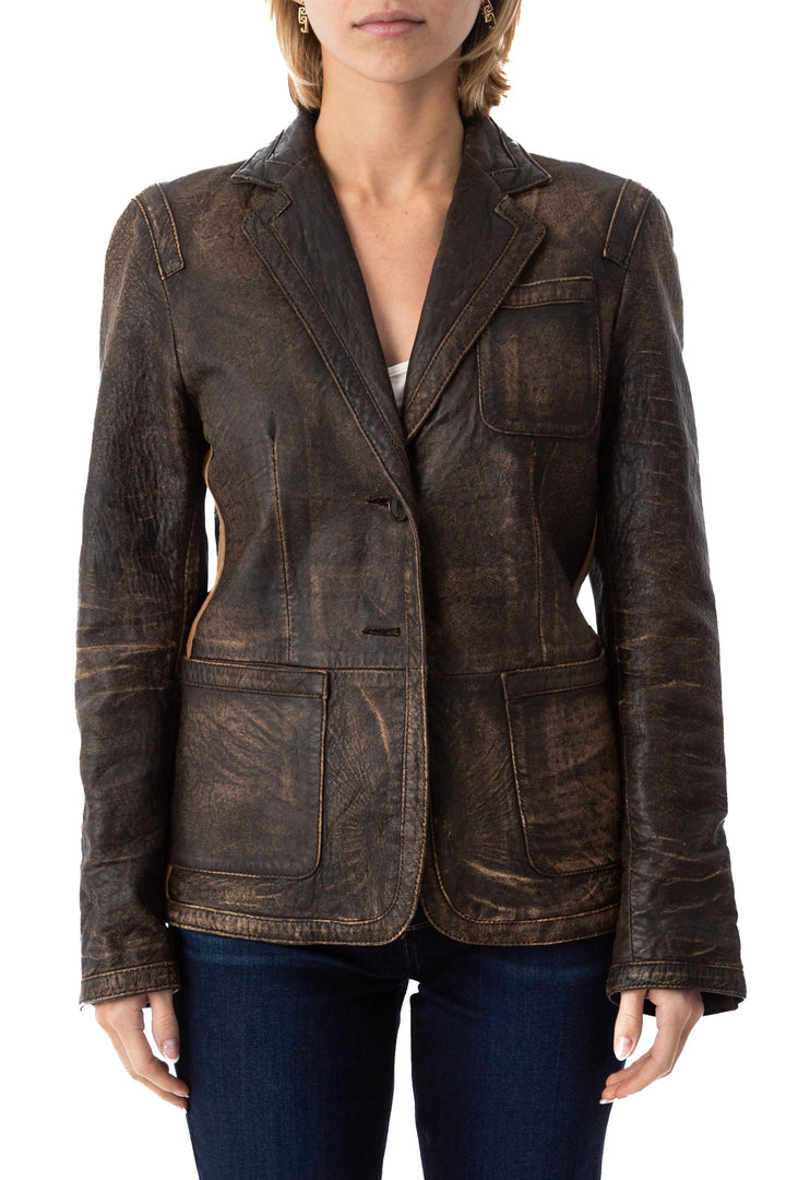 Chamarra dkny verde olivo, vista frontal – ClosetRehab