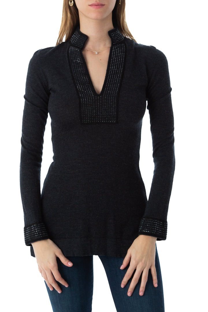 Blusa 360 cashmere gris, vista frontal – ClosetRehab