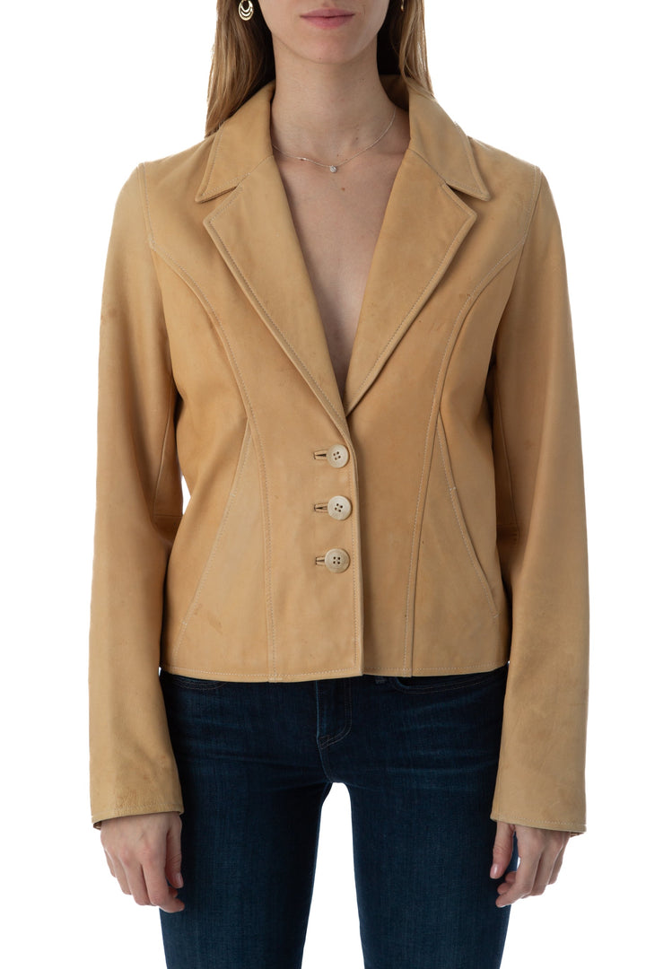 Saco louis vuitton beige y café, vista frontal – ClosetRehab